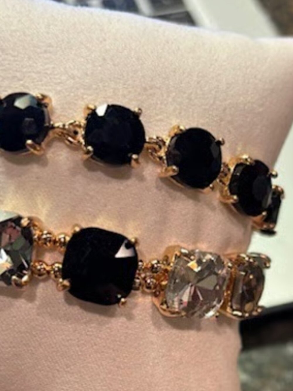 Jewel Candy Blacks and Grey Gold Plated Bracelets
